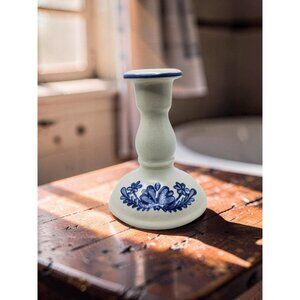 Vintage Platzgraff Yorktowne Ceramic Blue & White Floral Candle Holder